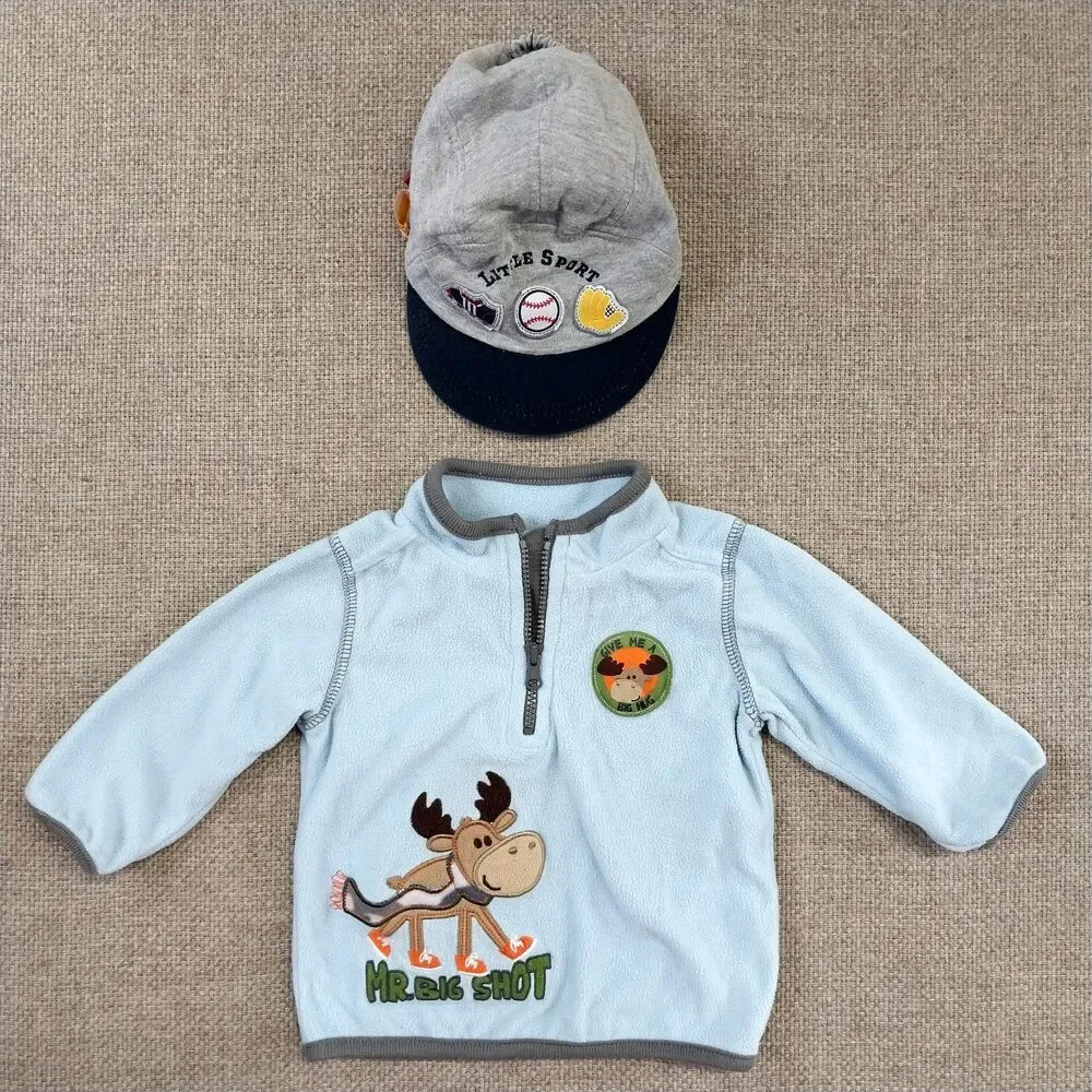 Toddlers Infant Little Sport Hat And Mr. Big Shot Pull-Over Jacket 3-6 Months